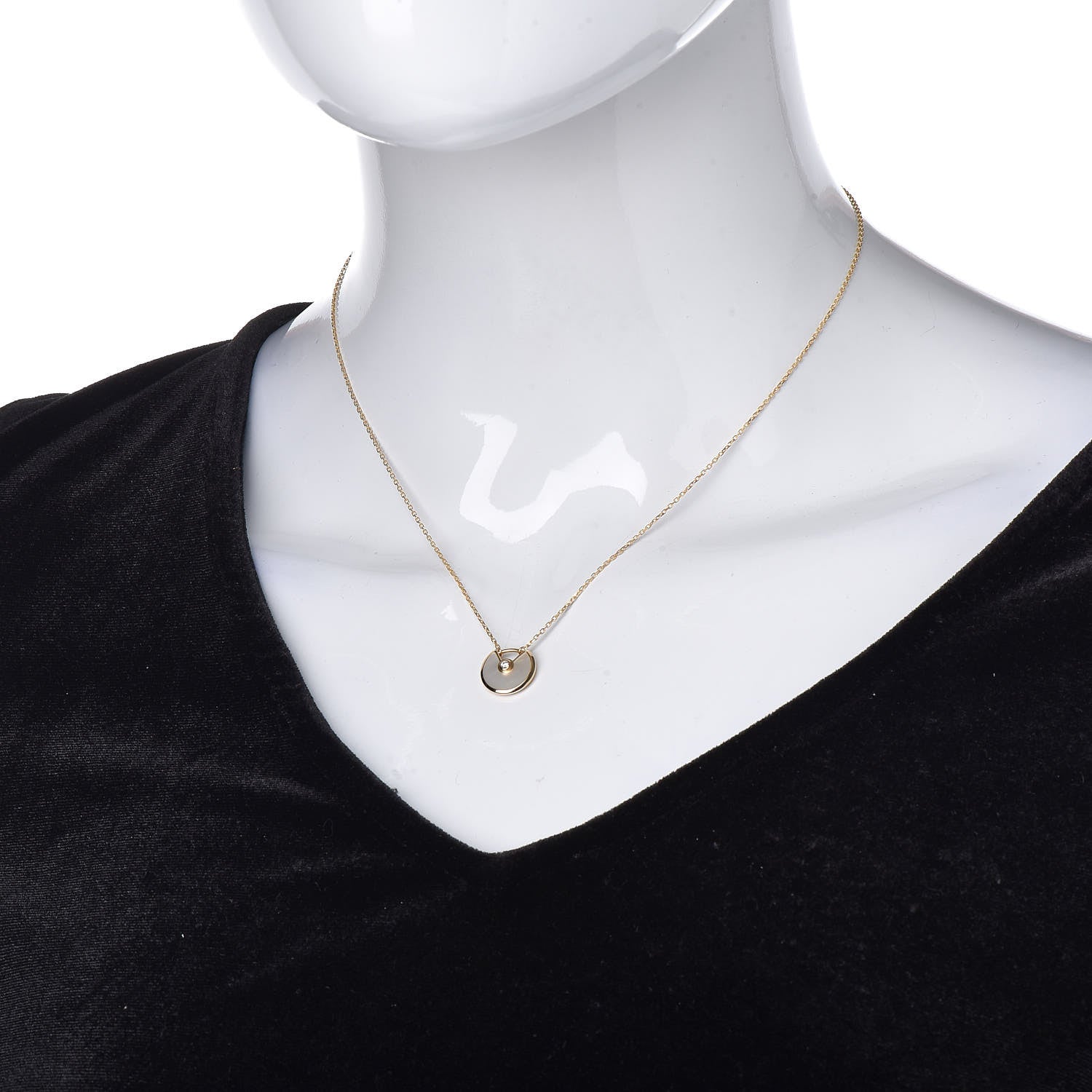 Cartier 18K Yellow Gold Diamond Mother of Pearl XS Amulette de Cartier Pendant Necklace 2 of 7