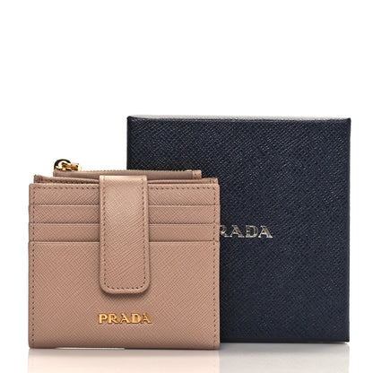 Prada Saffiano Metal Card Holder Compact Wallet Cipria 8 of 8