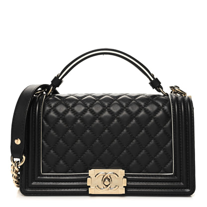 Chanel Calfskin Quilted Medium Boy Top Handle Flap Black 1 of 10