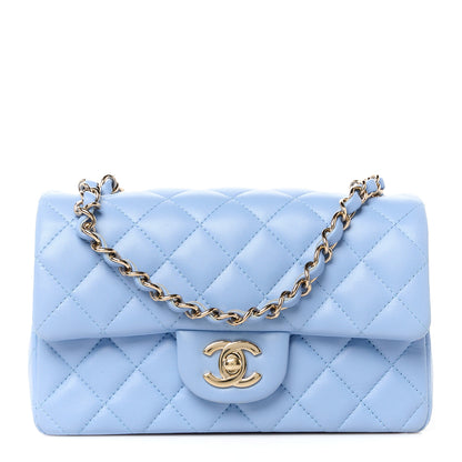 Chanel Lambskin Quilted Mini Rectangular Flap Light Blue 1 of 11