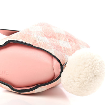 Loewe Calfskin Shearling Gingham Mini Bunny Crossbody Bag Pink 5 of 7