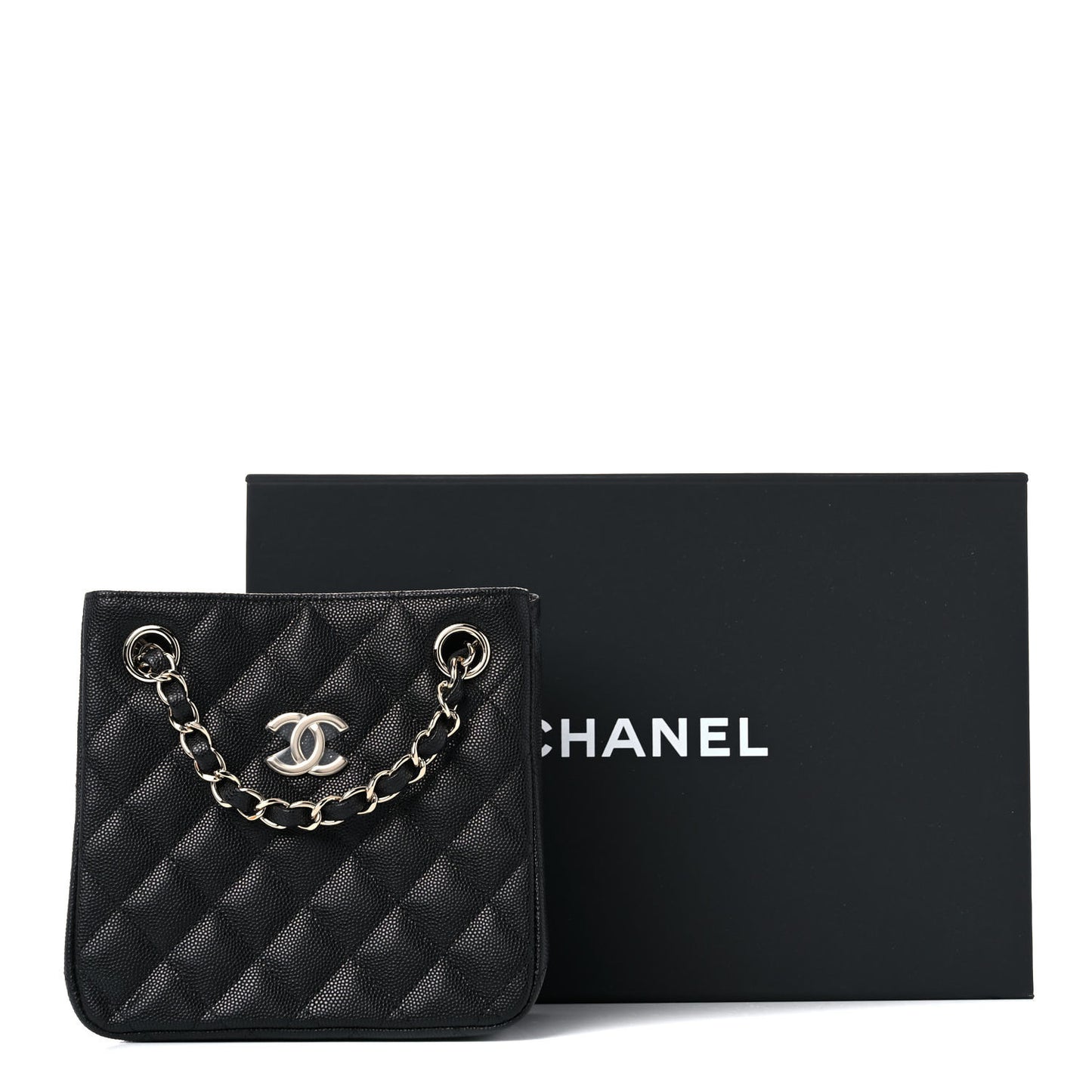 Caviar Quilted Mini Bucket Bag Black