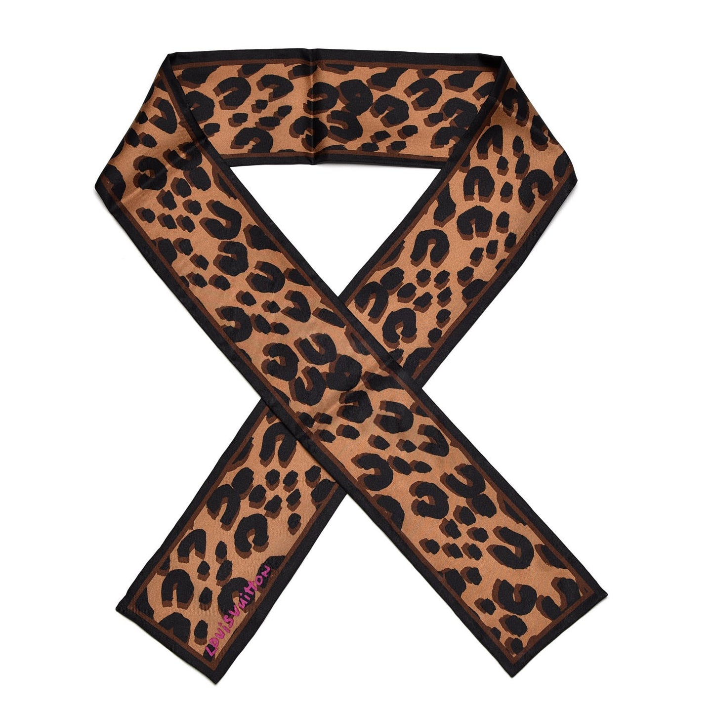 Silk Leopard Bandeau Scarf Marron