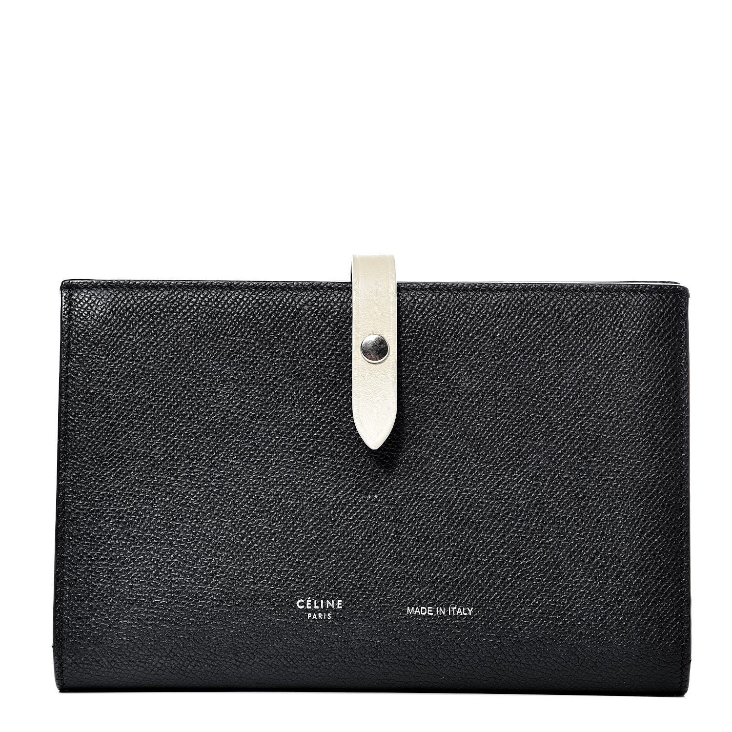 Celine Grained Calfskin Large Multifunction Strap Wallet Black Chalk 1 of 14