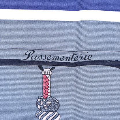 Hermes Silk Passementerie Quadri Scarf 90 Indigo Lavender Gris 5 of 5