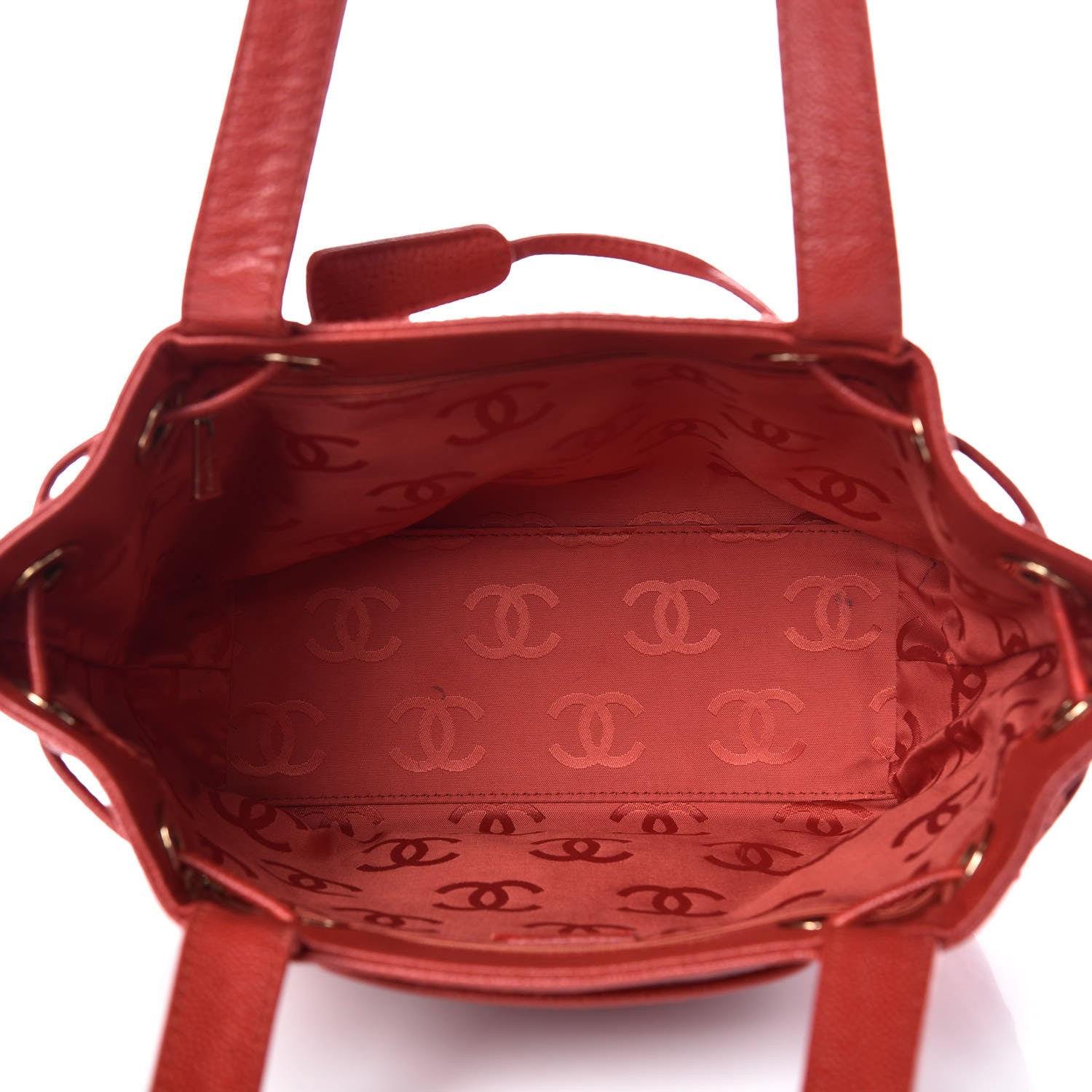 Chanel Caviar CC Drawstring Shoulder Bag Red 5 of 13