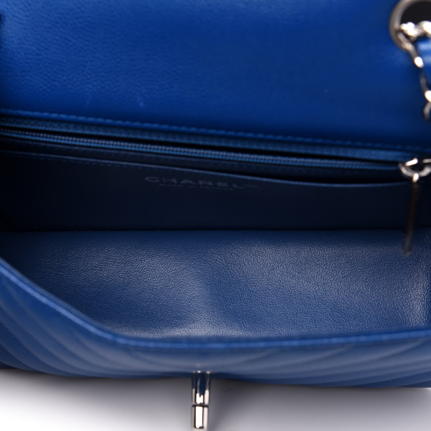 Chanel Caviar Chevron Quilted Mini Rectangular Flap Blue 5 of 11