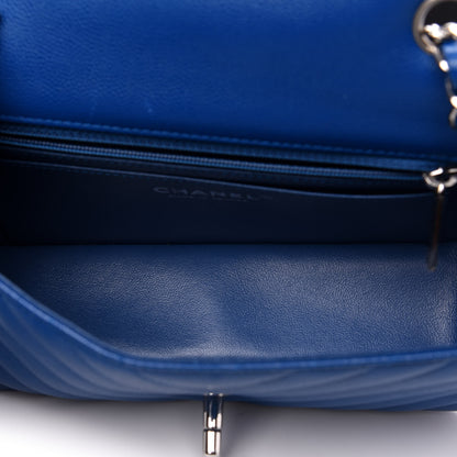 Chanel Caviar Chevron Quilted Mini Rectangular Flap Blue 5 of 11