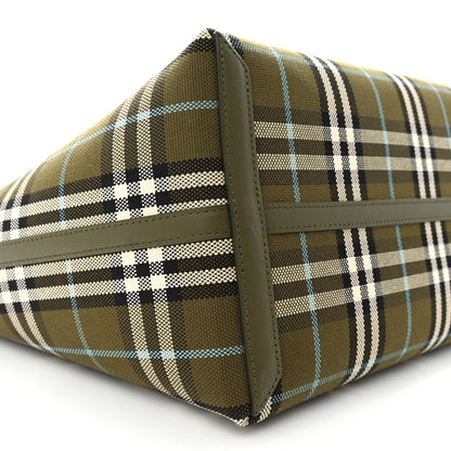 Burberry Cotton Check Medium London Tote Bag Olive Green 10 of 11