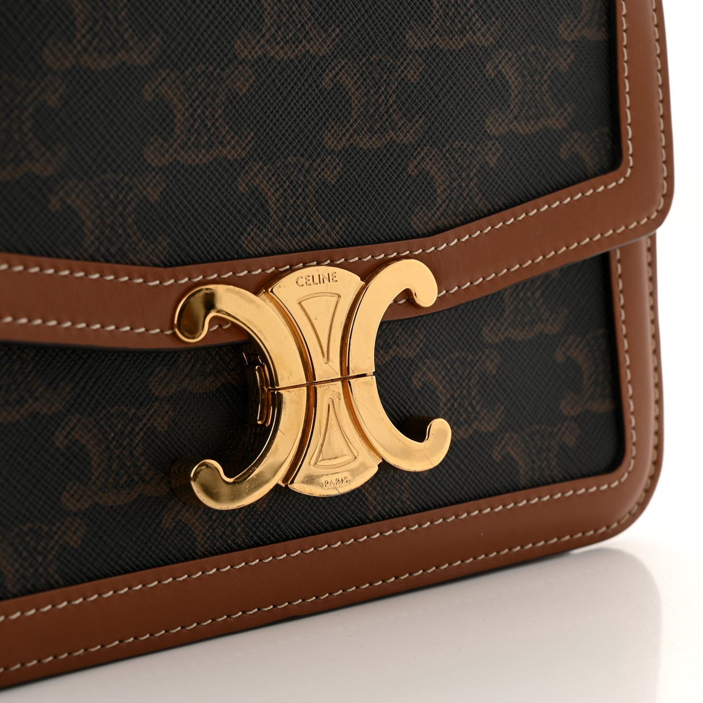 Calfskin Triomphe Canvas Teen Triomphe Bag Tan