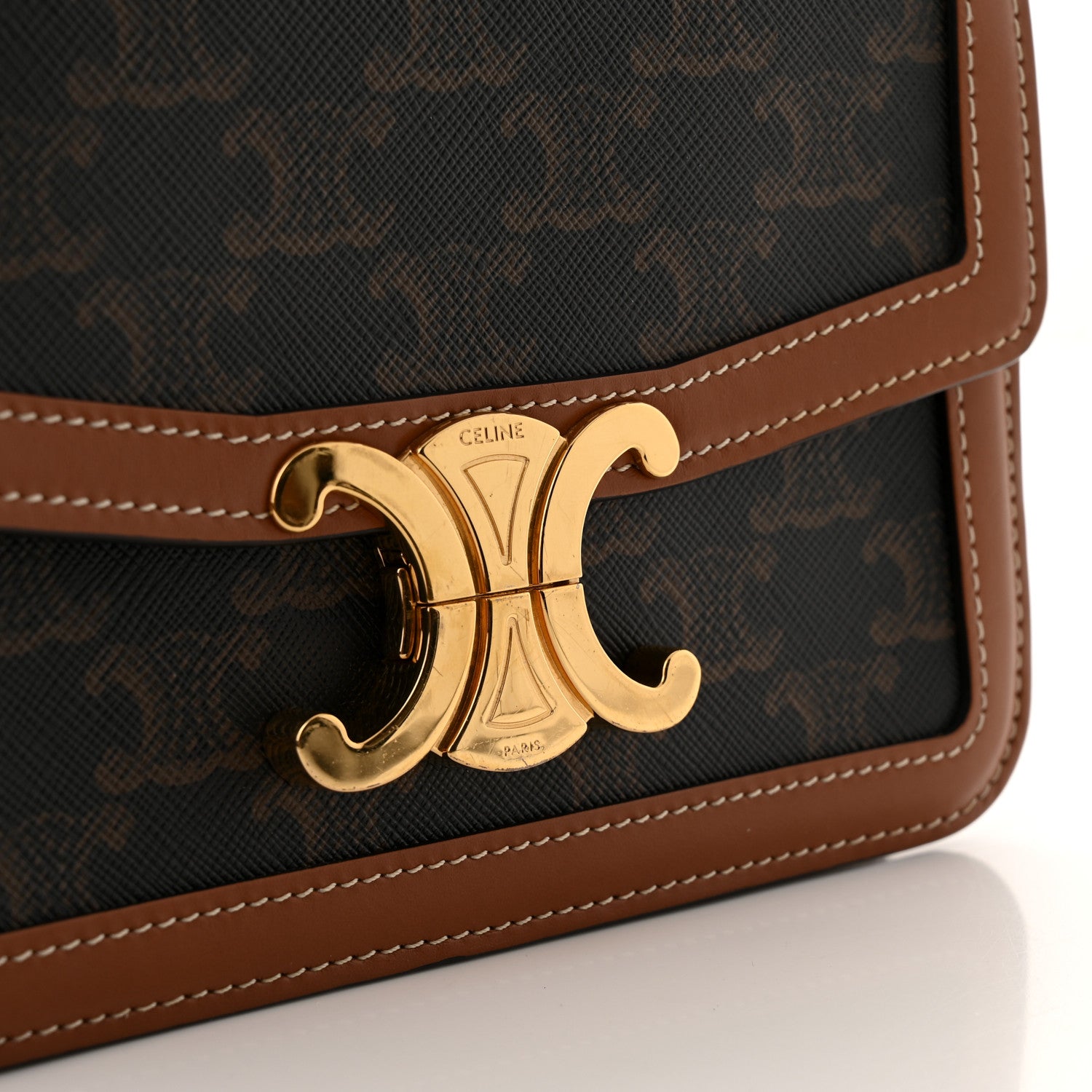 Celine Calfskin Triomphe Canvas Teen Triomphe Bag Tan 11 of 11