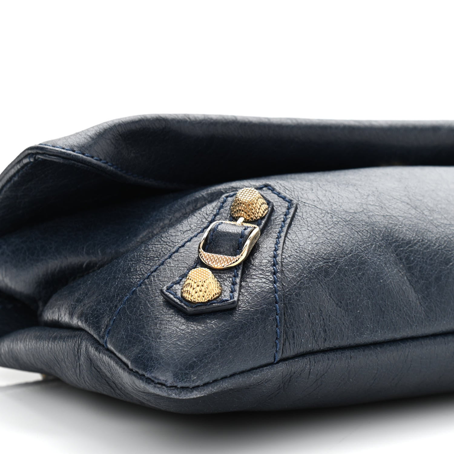 Balenciaga Agneau Giant 12 Gold Hardware Envelope Strap Clutch Bleu Obscur 9 of 11