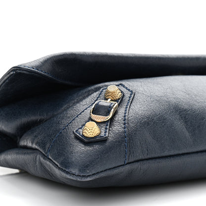 Balenciaga Agneau Giant 12 Gold Hardware Envelope Strap Clutch Bleu Obscur 9 of 11