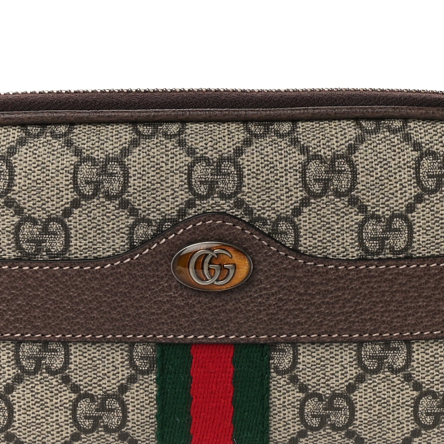 GG Supreme Monogram Web Ophidia Belted iPhone Case 85 34 Dark Brown