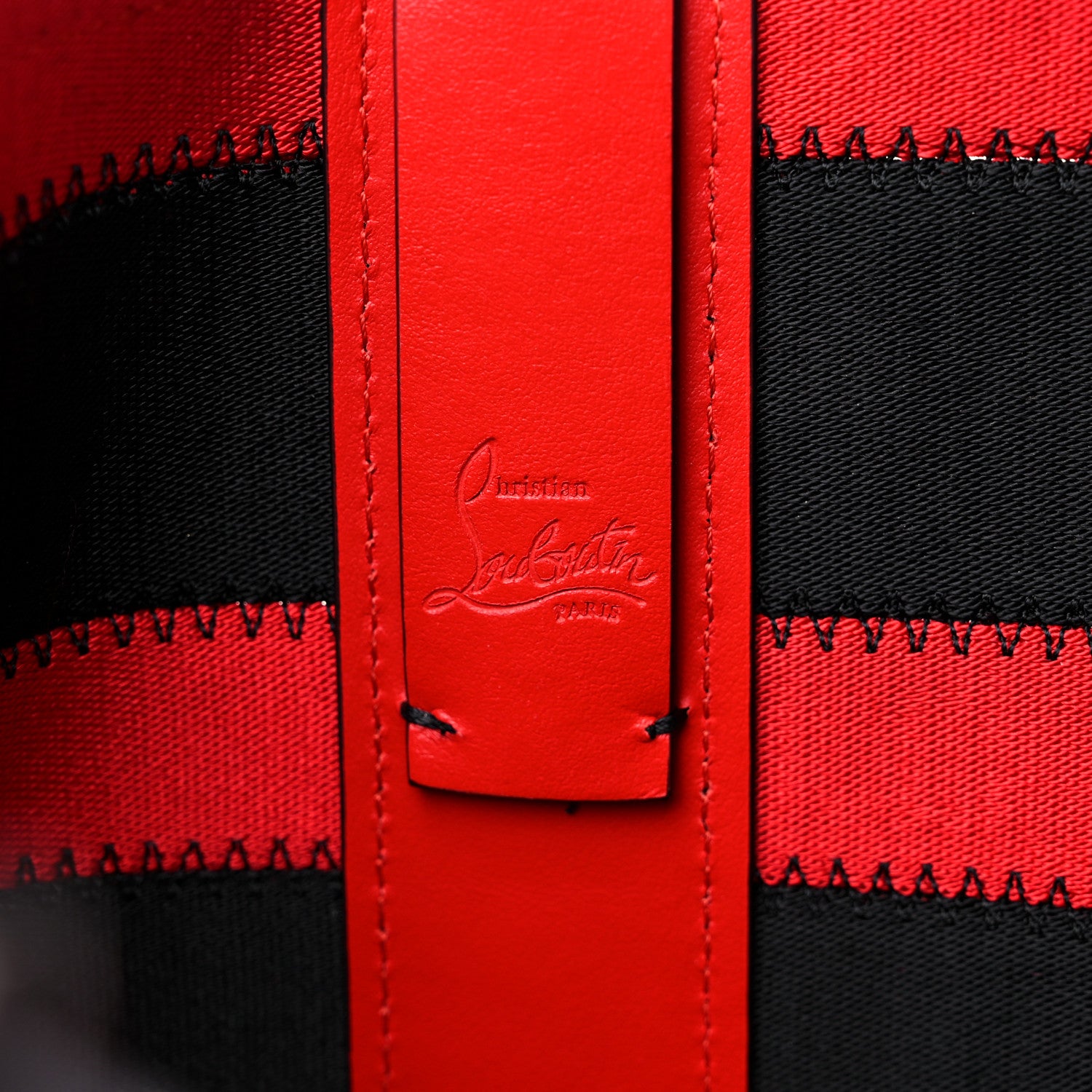 Christian Louboutin Canvas Spikes East West Cabata Tote Red Black 7 of 15