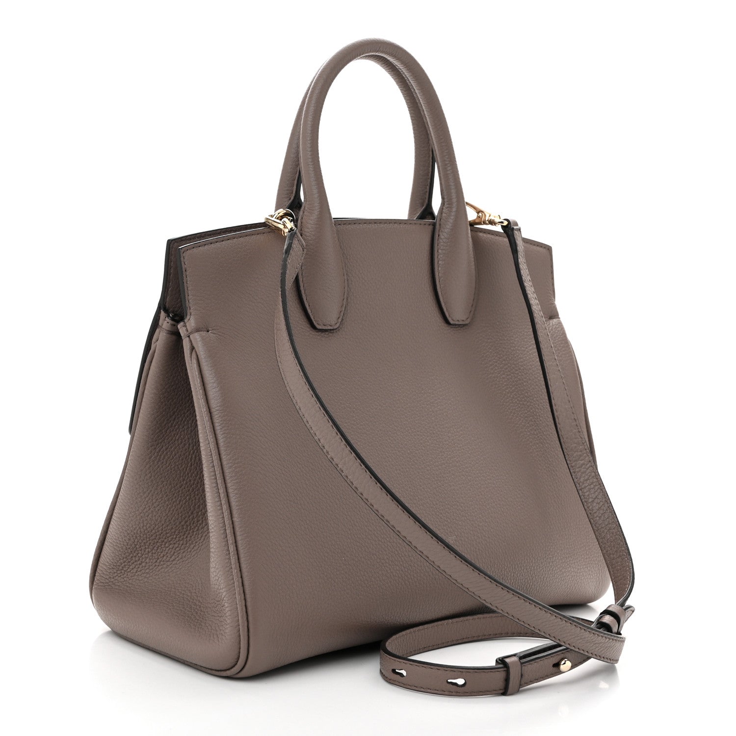 Salvatore Ferragamo Hammered Calfskin Medium Studio Bag Caraway Seed 3 of 10