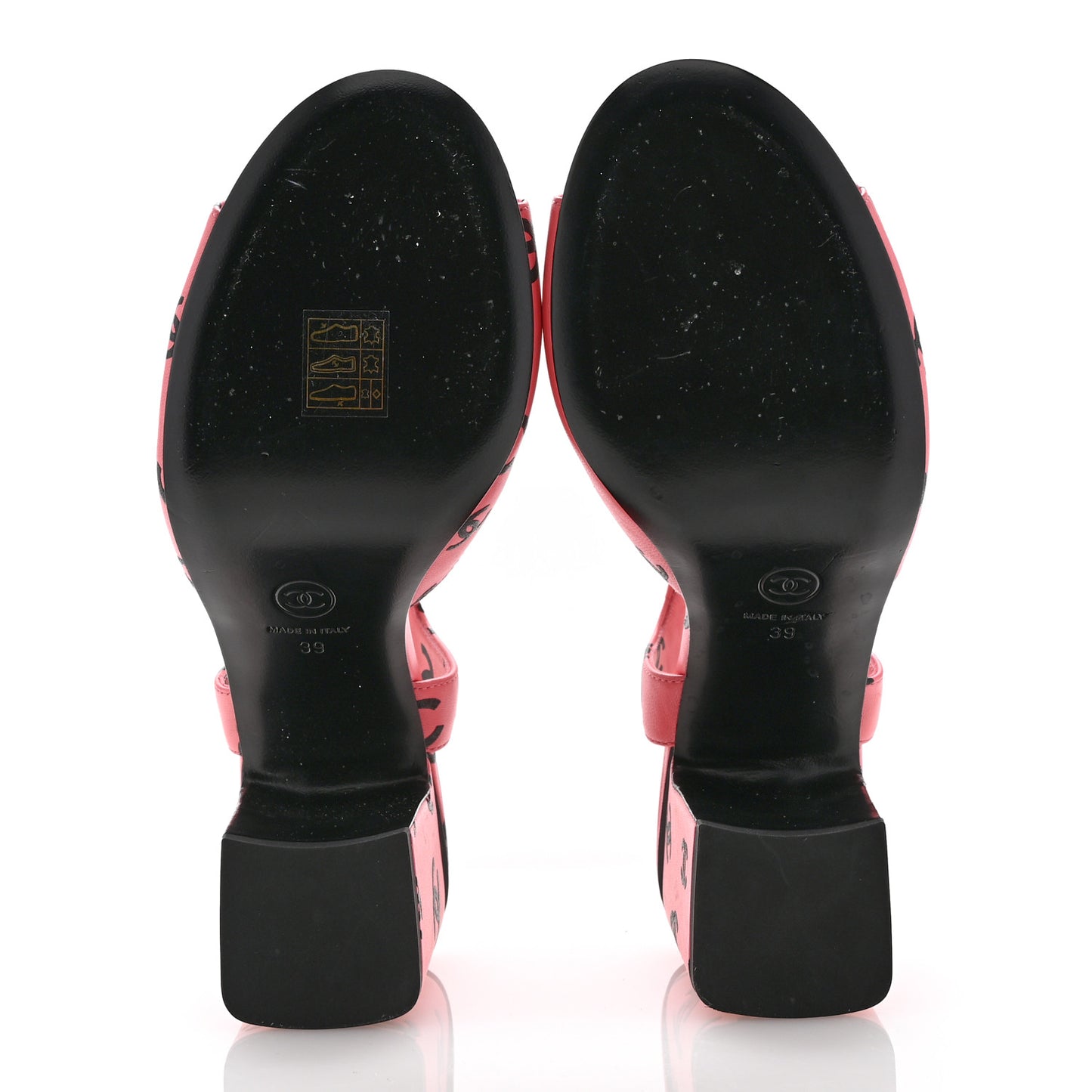 Lambskin Printed CC Sandals 39 Pink Black