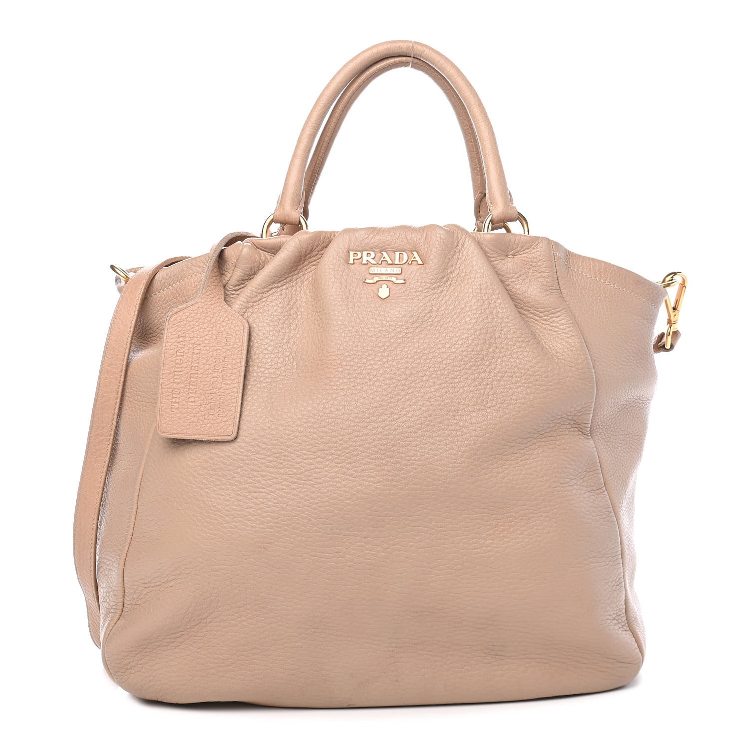 Prada Cervo Pleats Tote Beige 1 of 9