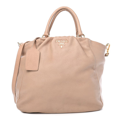 Prada Cervo Pleats Tote Beige 1 of 9