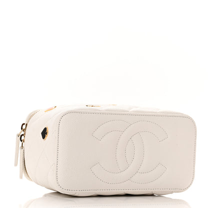 Chanel Caviar Quilted Enamel Coco Casino Small Vanity Case With Chain White 4 of 11