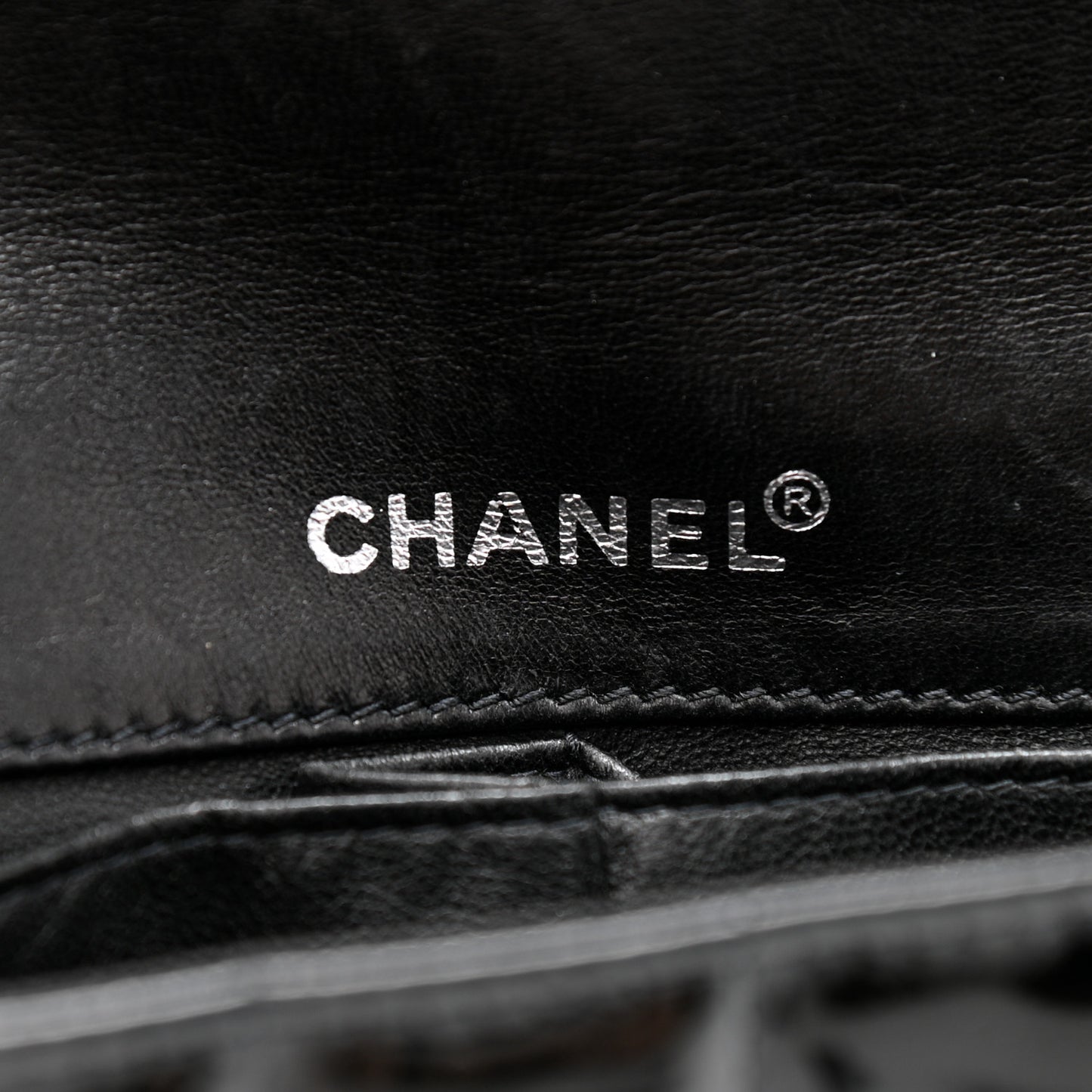 Patent Lambskin East West Chocolate Bar Flap Black White