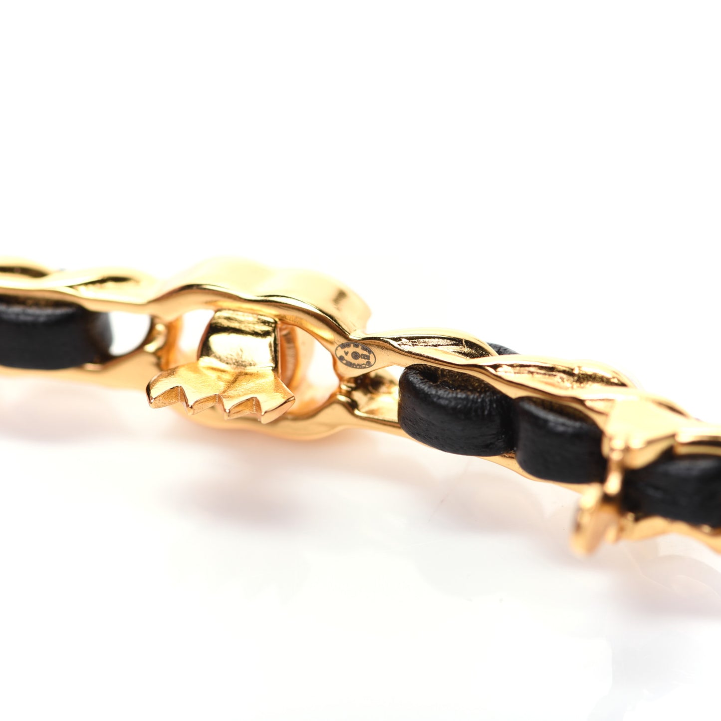Pearl Lambskin CC More Is More Hair Clip Black Gold