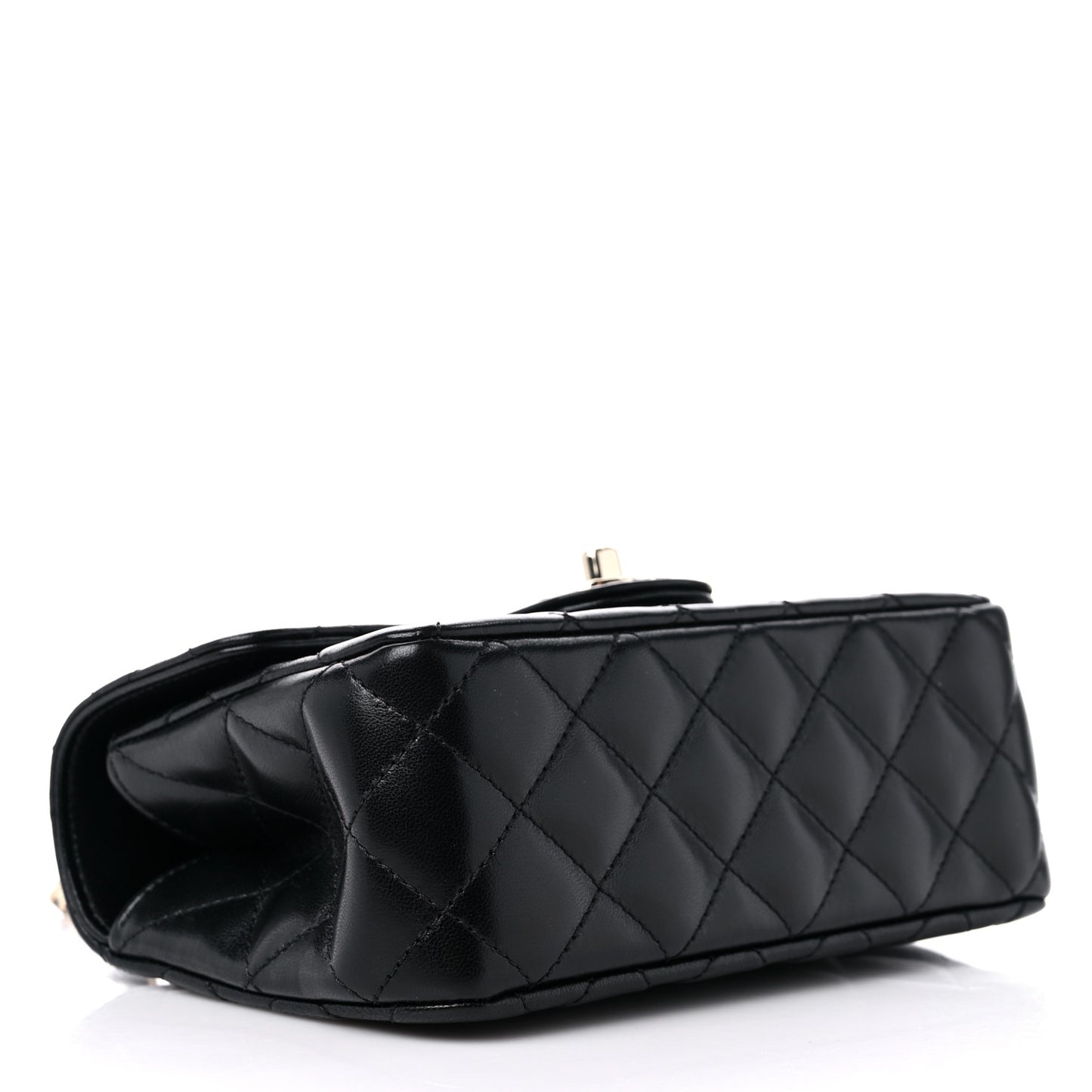 Lambskin Quilted Mini Crystal Top Handle Rectangular Flap Black