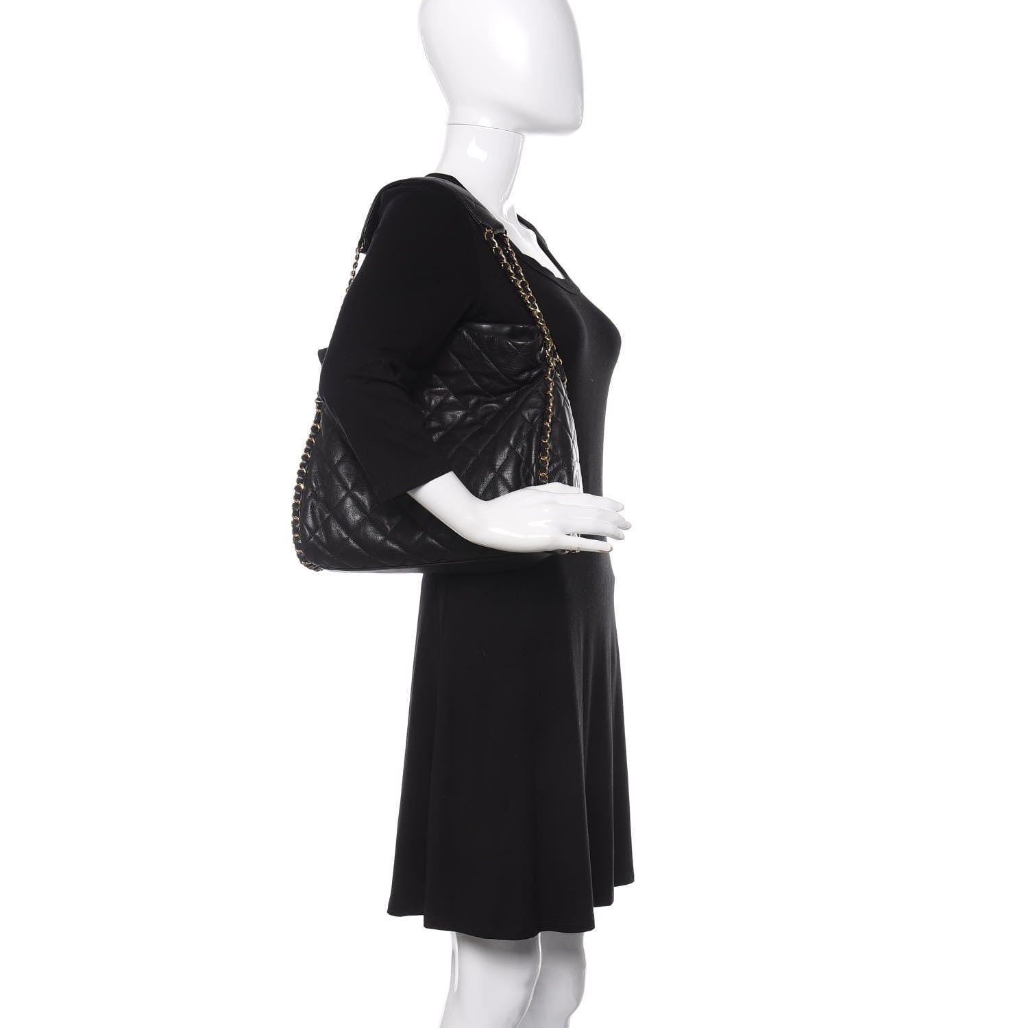 Chanel Calfskin Quilted Medium Chain Me Hobo Black 2 of 10