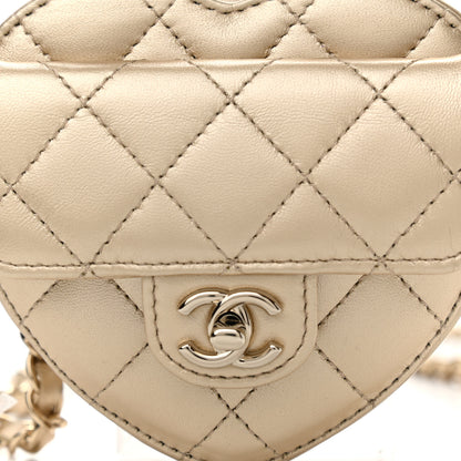 Chanel Metallic Lambskin Quilted CC In Love Heart Waist Belt Bag With Chain Gold 8 of 12