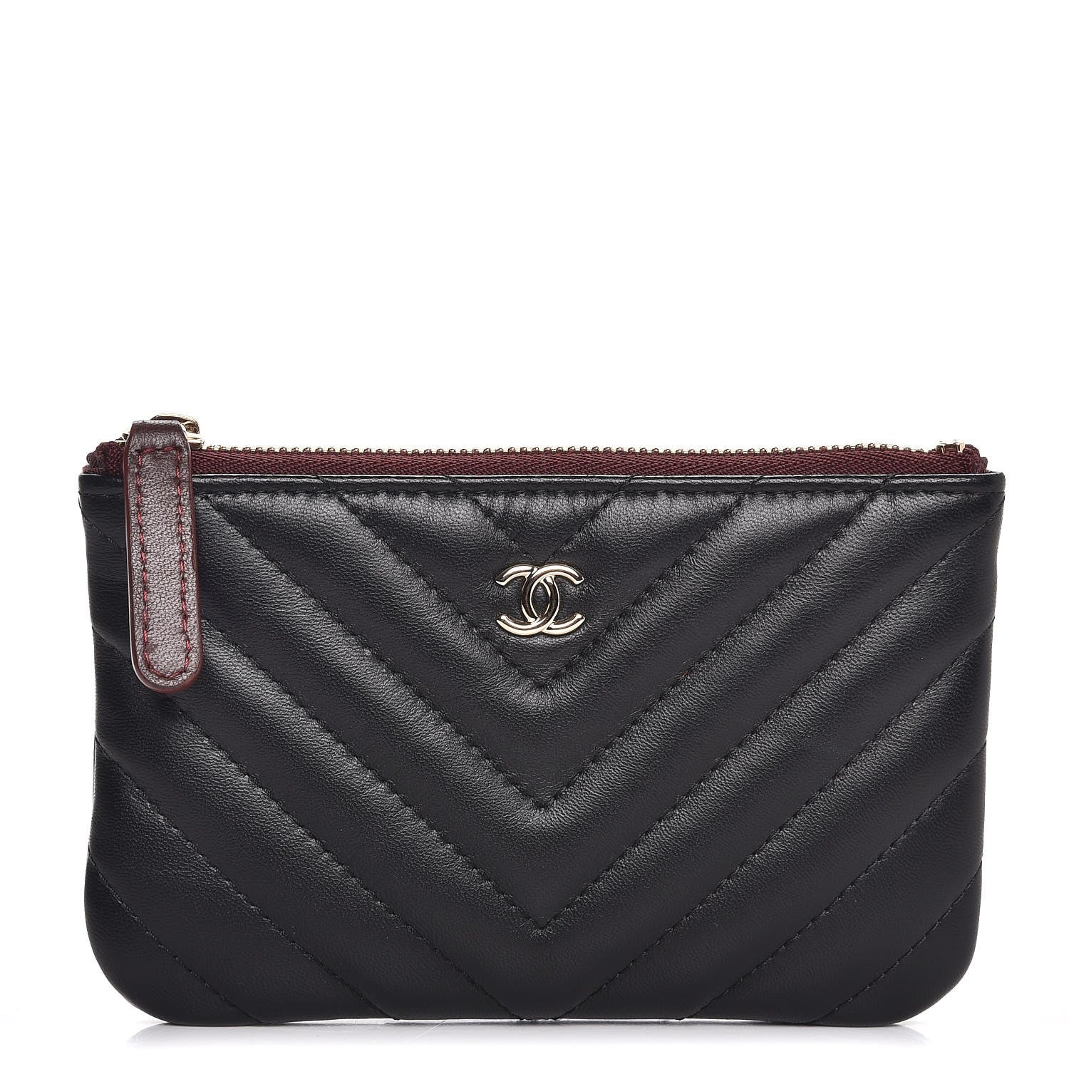 Chanel Lambskin Chevron Quilted Small Cosmetic Case Black 1 of 8