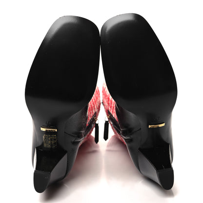 Gucci Tweed Naplack Gingham Zumi Knee Boots 37 White Red Black 5 of 9