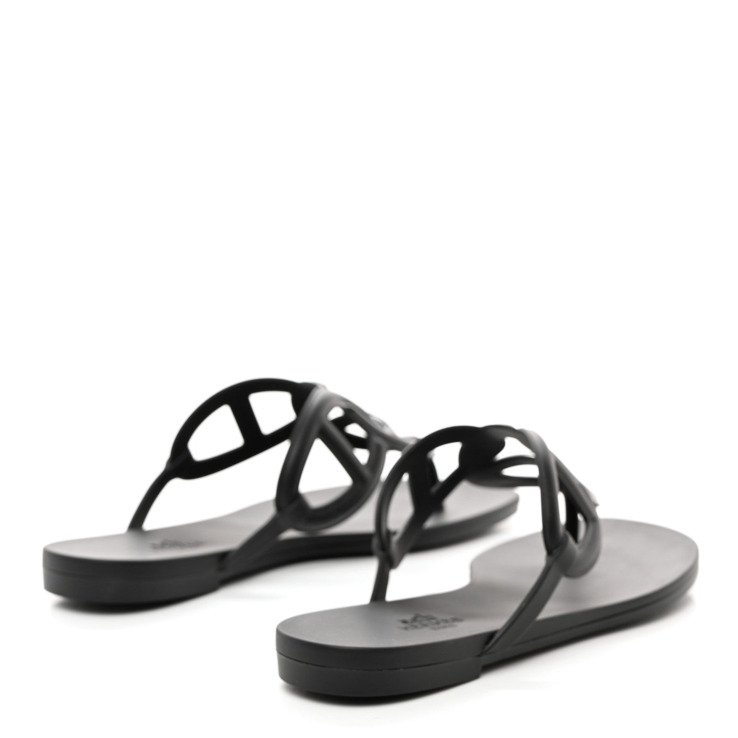 Hermes Rubber Womens Egerie Sandals 36 Black 4 of 9