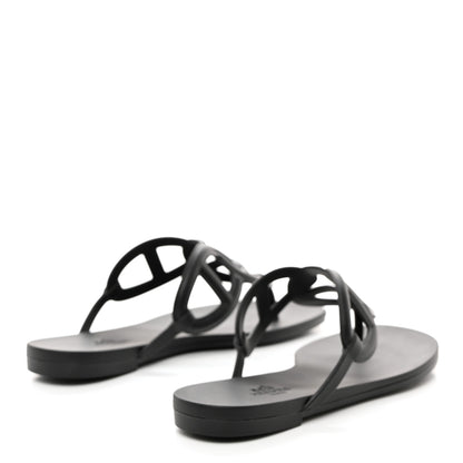 Hermes Rubber Womens Egerie Sandals 36 Black 4 of 9