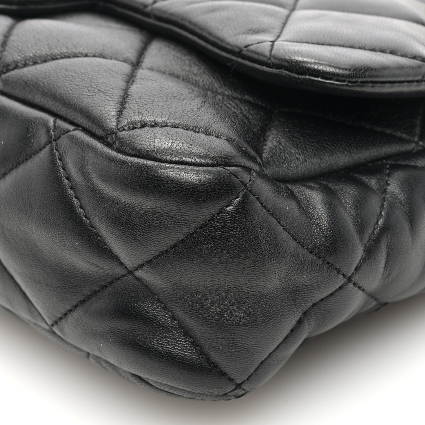 Lambskin Quilted Large CC Funky Town Flap Black