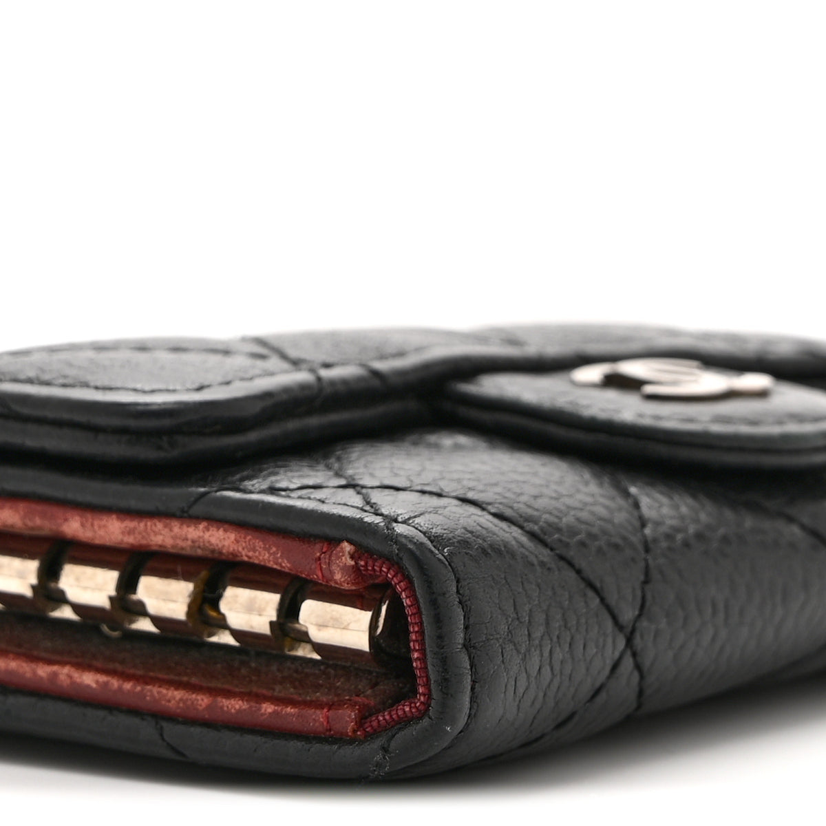 Caviar Quilted 6 Key Holder Black