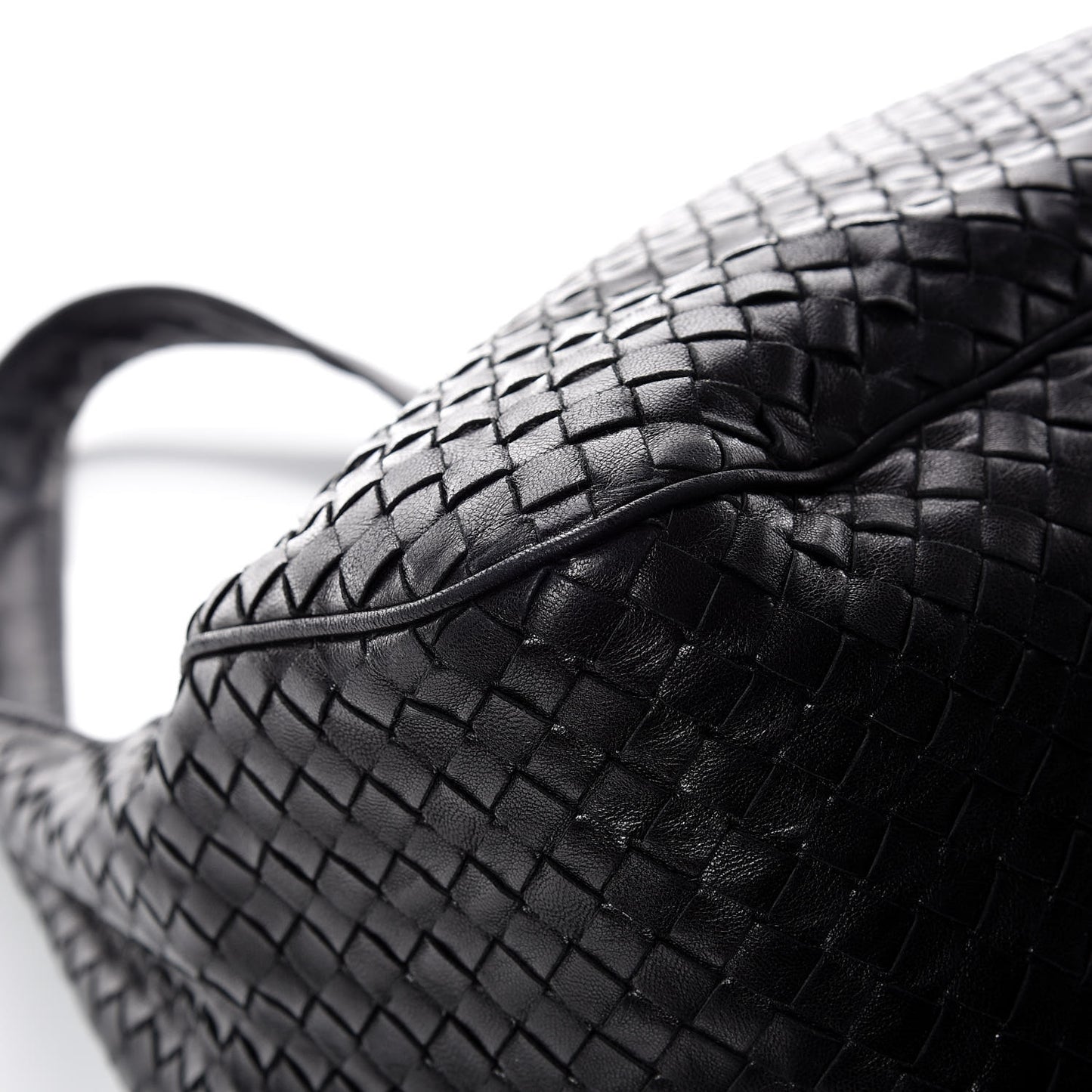 Nappa Intrecciato Drawstring Hobo Bag Black