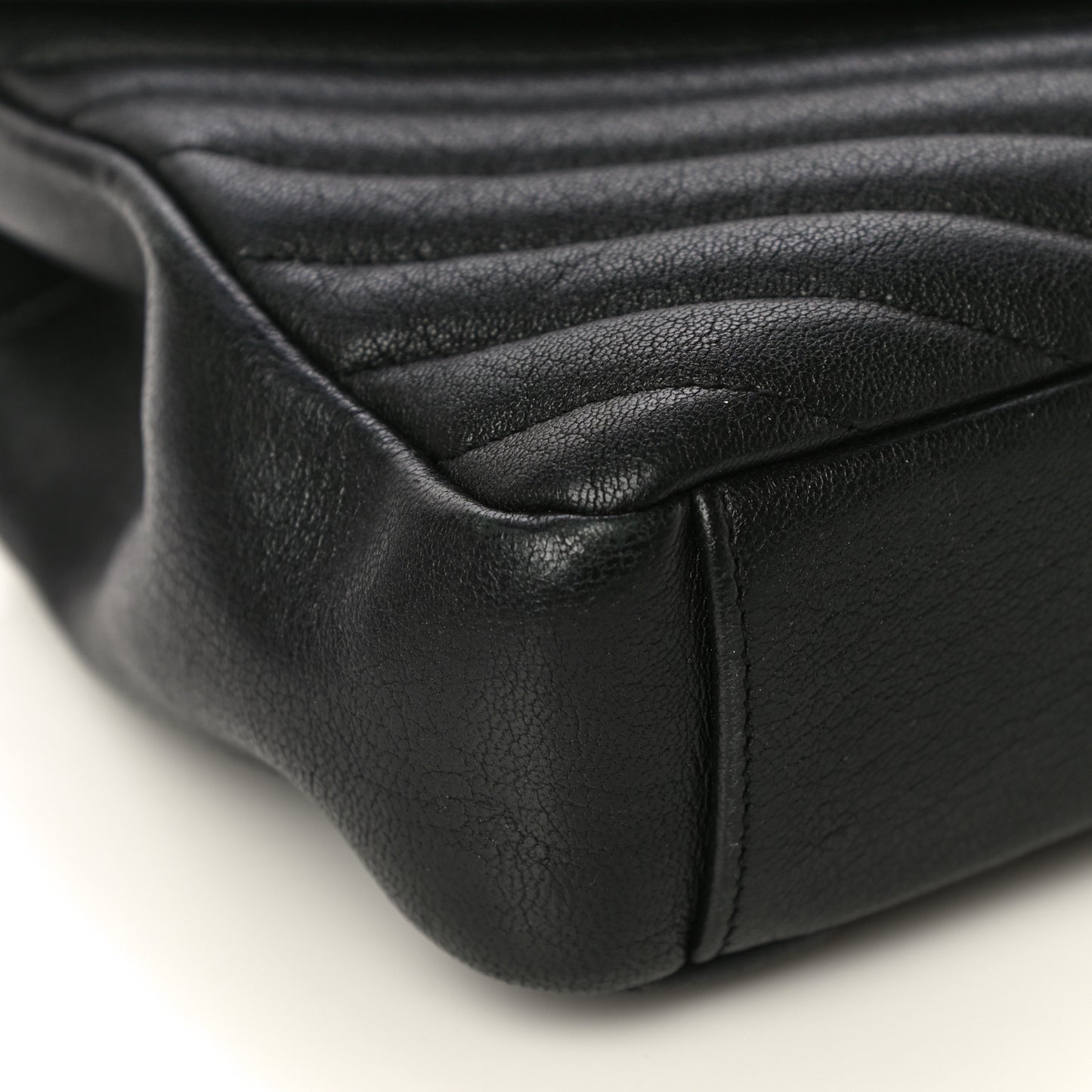 Sheepskin Matelasse Chevron Monogram Medium College Bag Black