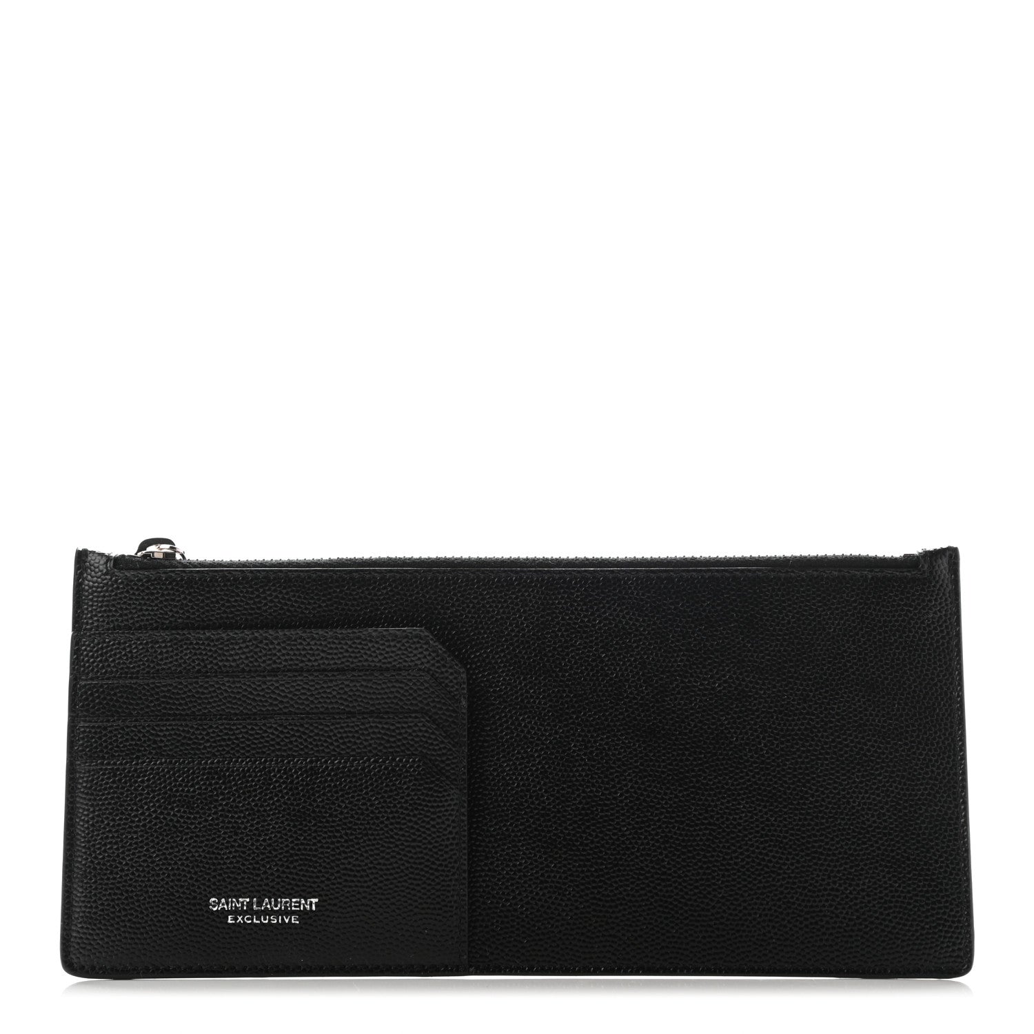 Saint Laurent Grained Calfskin Zip Pouch Card Holder Black 1 of 8
