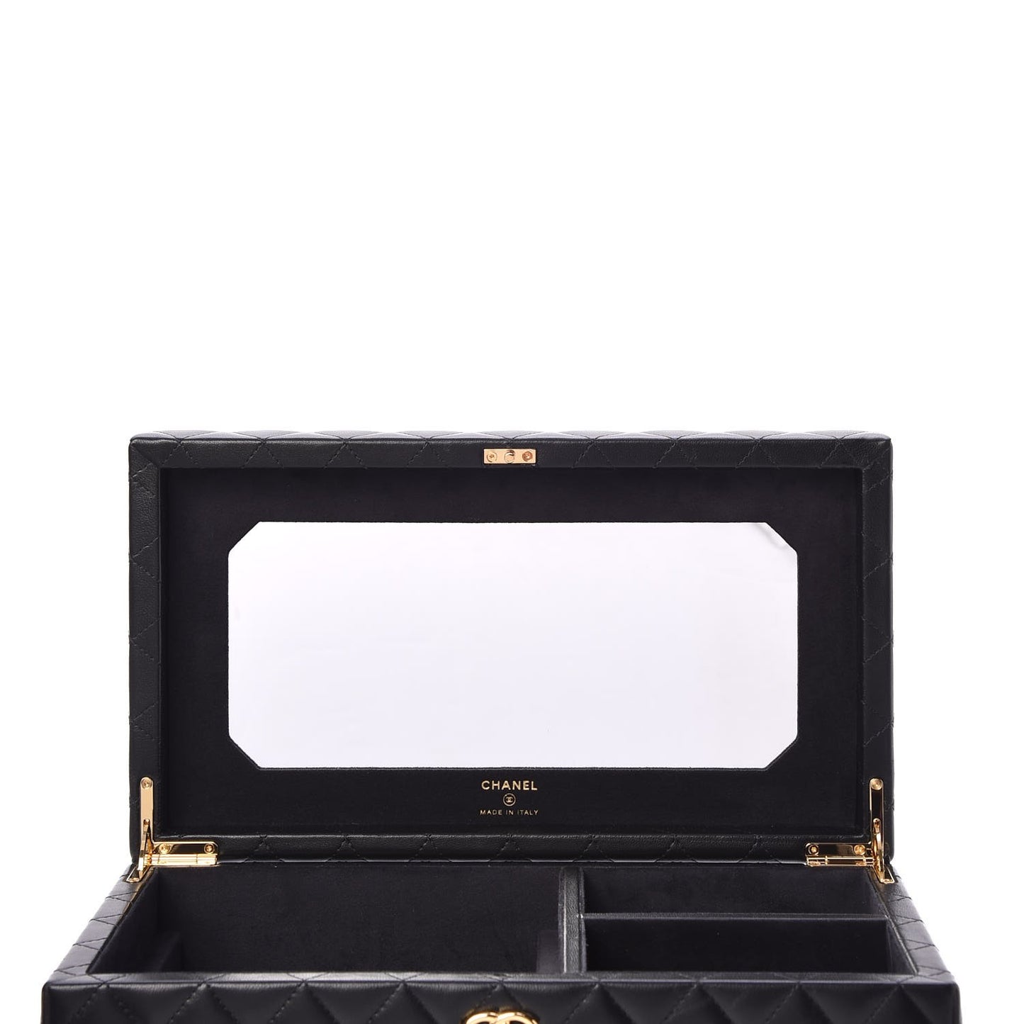 Lambskin Quilted Jewelry Case Black