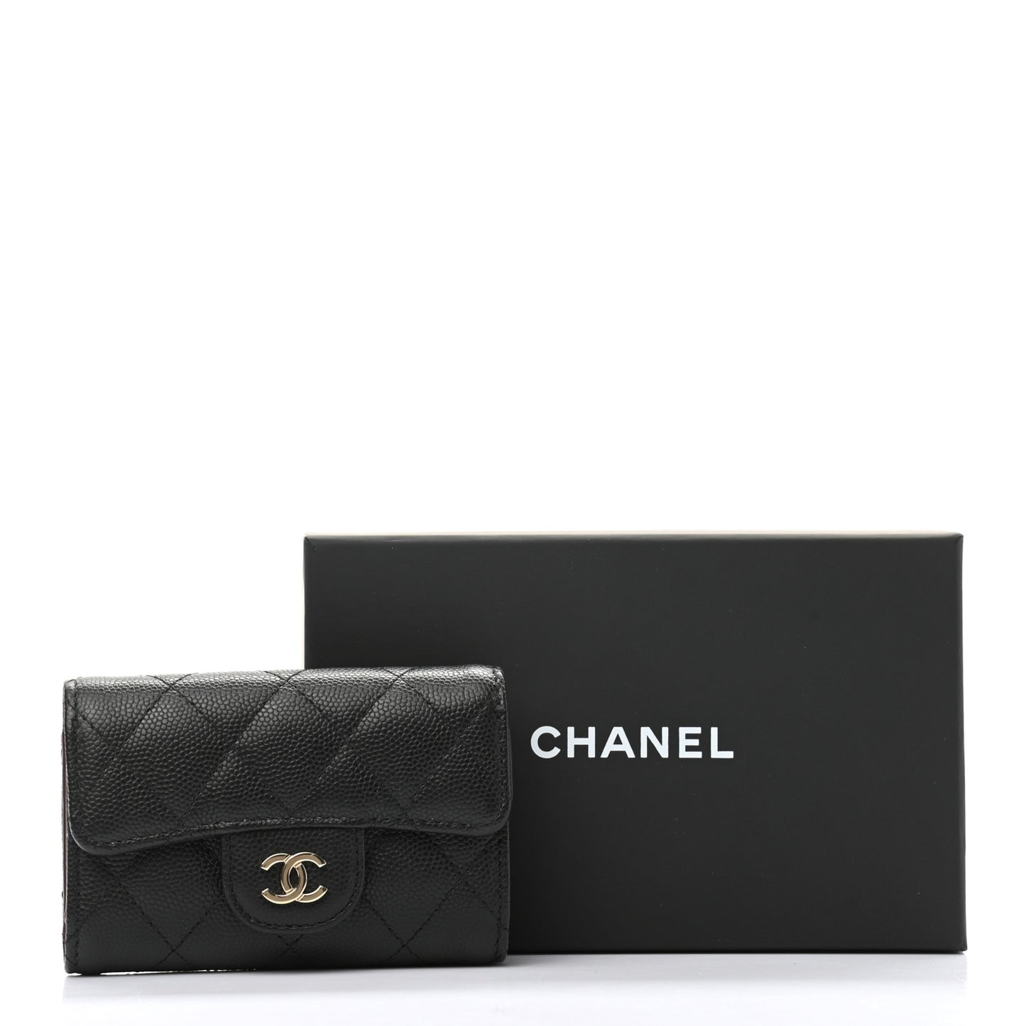 Caviar Quilted Classic 4 Key Holder Wallet Black