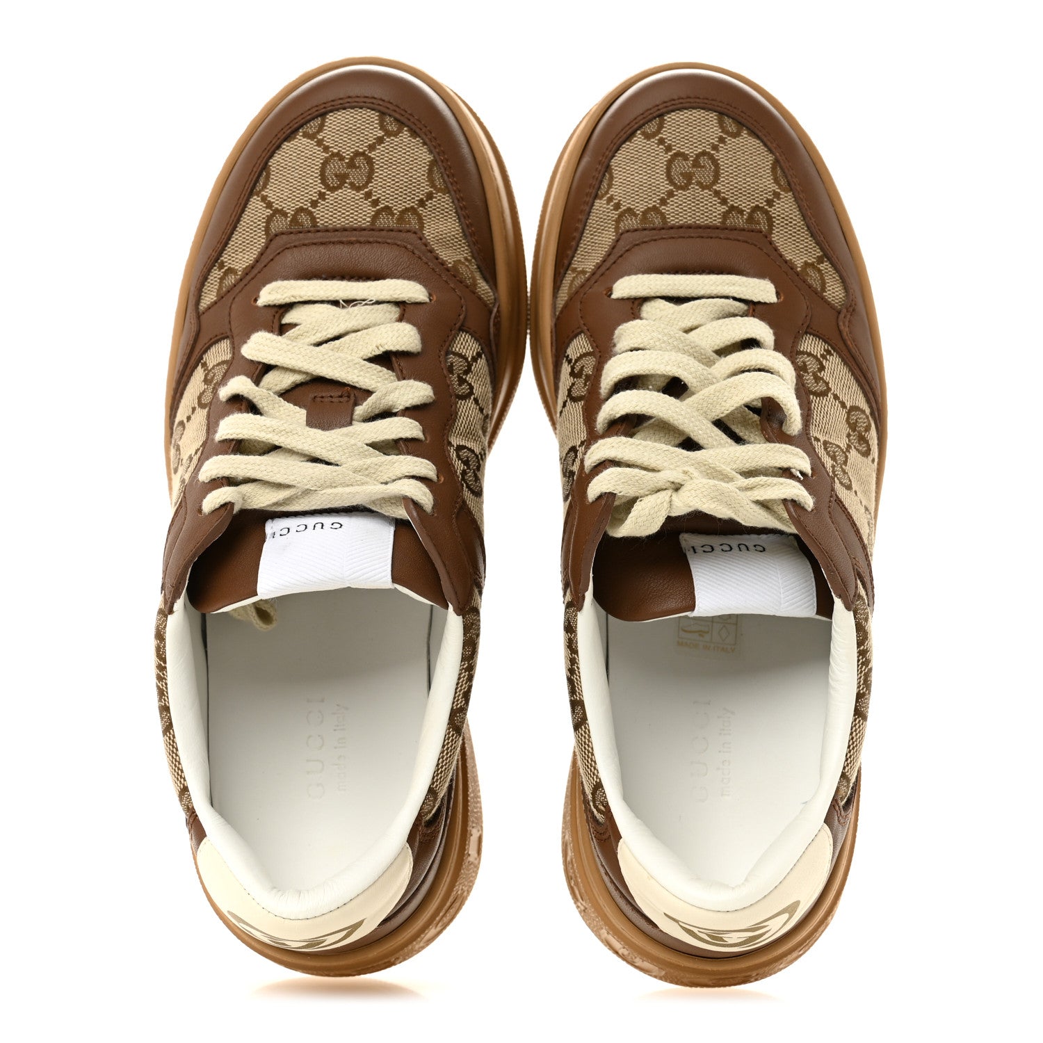 Gucci Calfskin GG Monogram Womens Platform 55mm Sneakers 38.5 Hezelnut Beige Ebony Mystic White 2 of 10