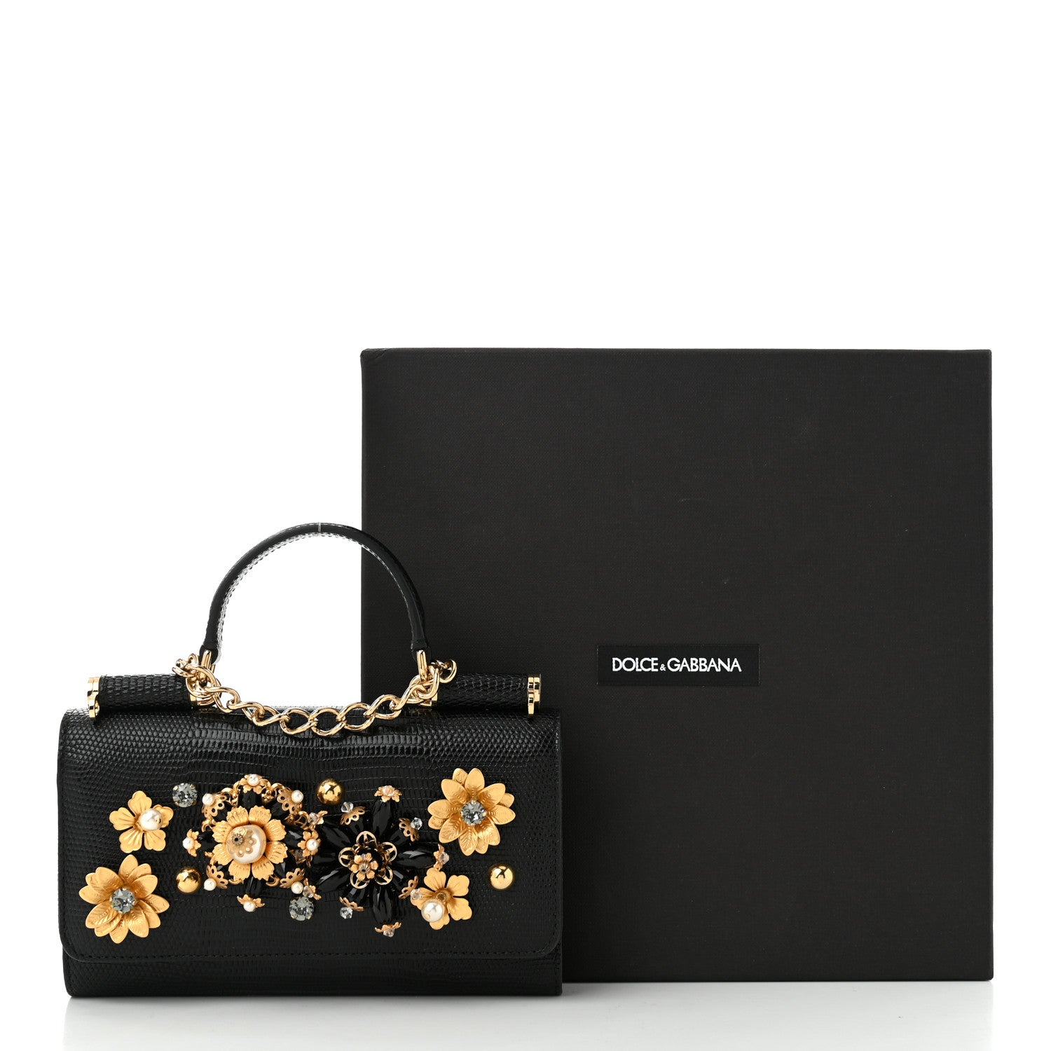 Dolce & Gabbana Stampa Iguana Mini Miss Sicily Chain Phone Case