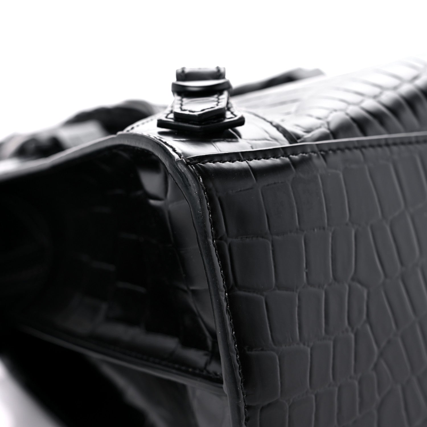Balenciaga Semi Shiny Calfskin Crocodile Embossed Neo Classic Black Hardware S City Black 7 of 13