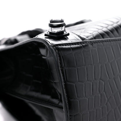 Balenciaga Semi Shiny Calfskin Crocodile Embossed Neo Classic Black Hardware S City Black 7 of 13