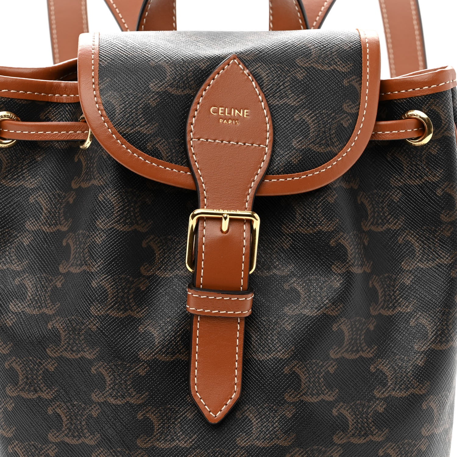 Celine Triomphe Canvas Calfskin Mini Folco Backpack Tan 7 of 10