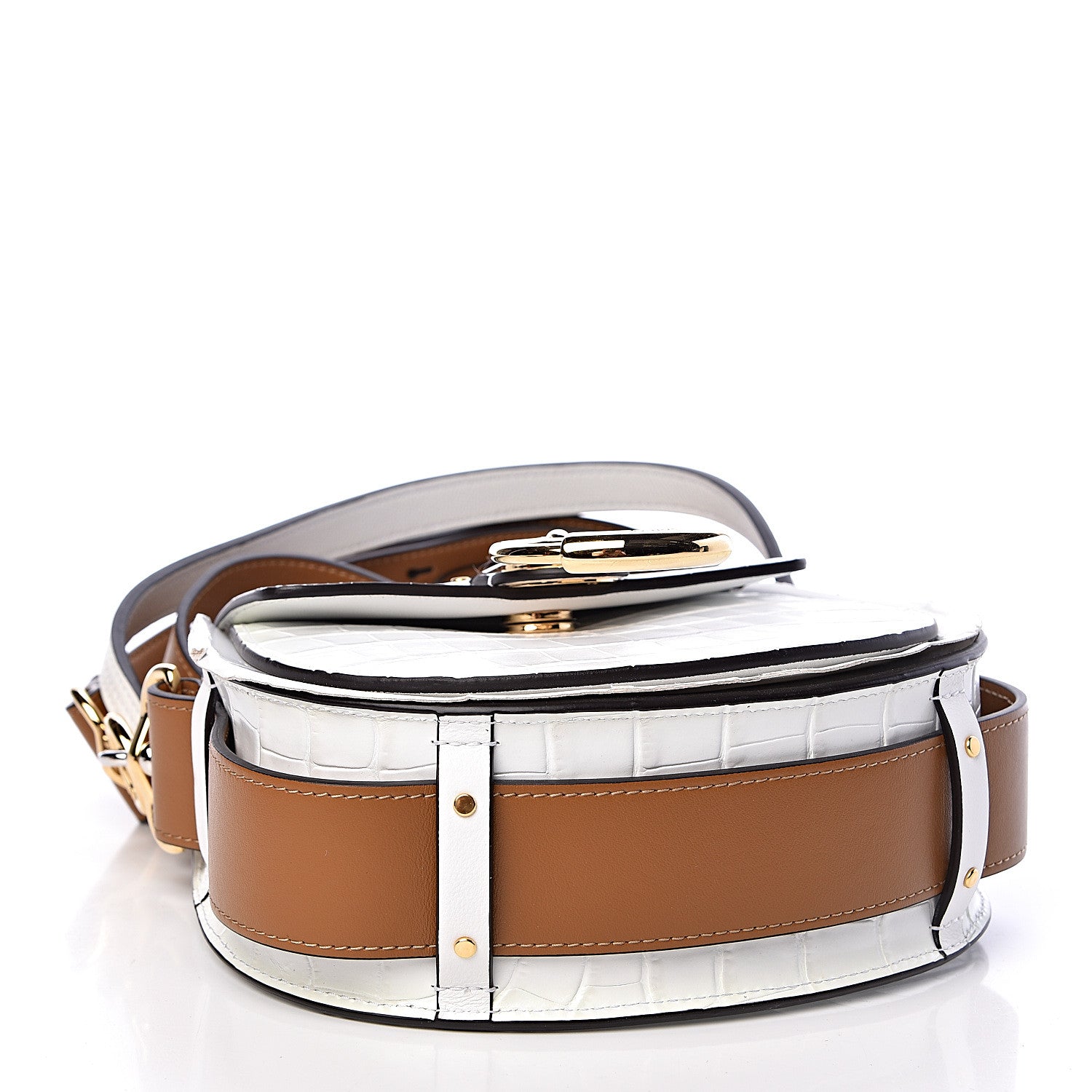 Chloe Calfskin Crocodile Embossed Small Tess Bag Brilliant White 4 of 9