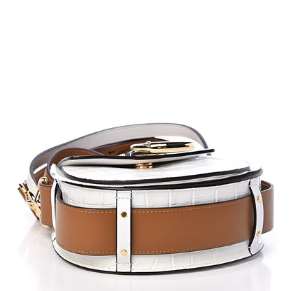Chloe Calfskin Crocodile Embossed Small Tess Bag Brilliant White 4 of 9