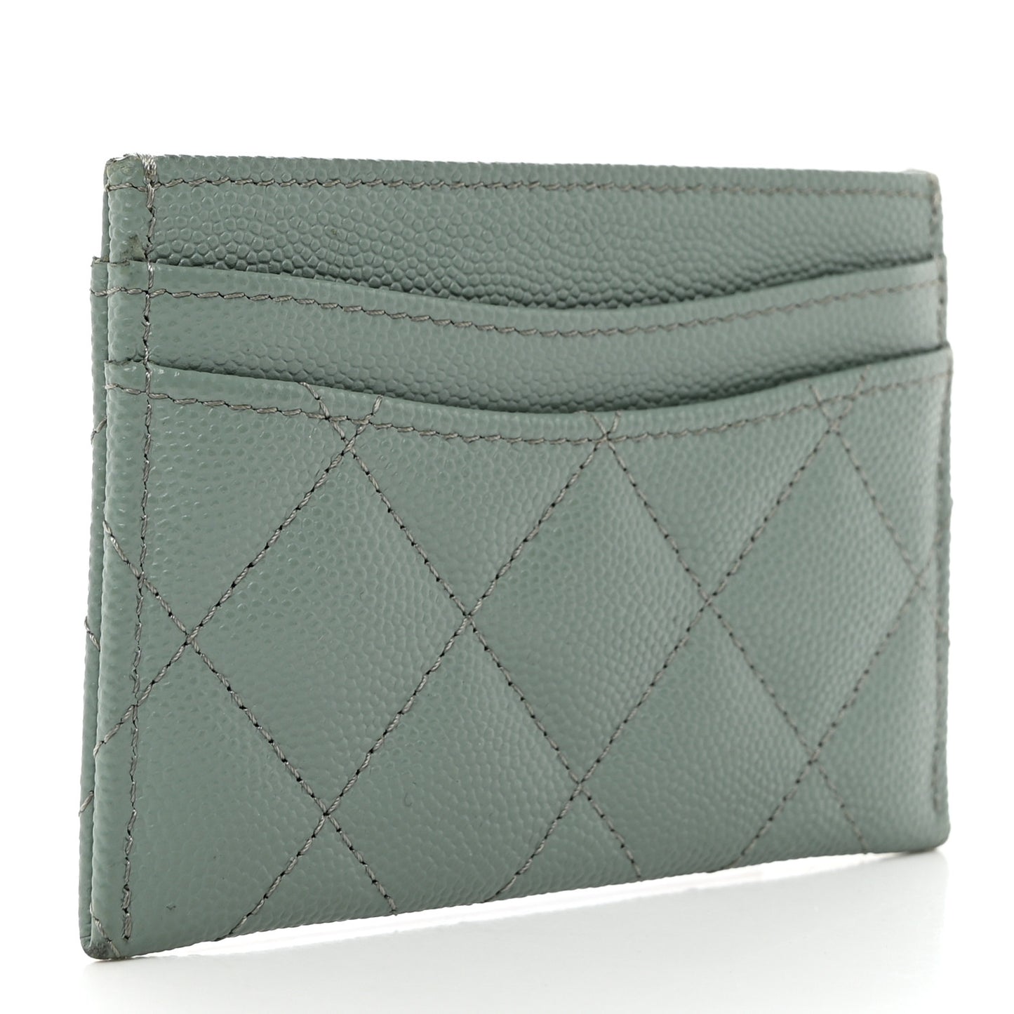 Caviar Quilted Card Holder Light Blue