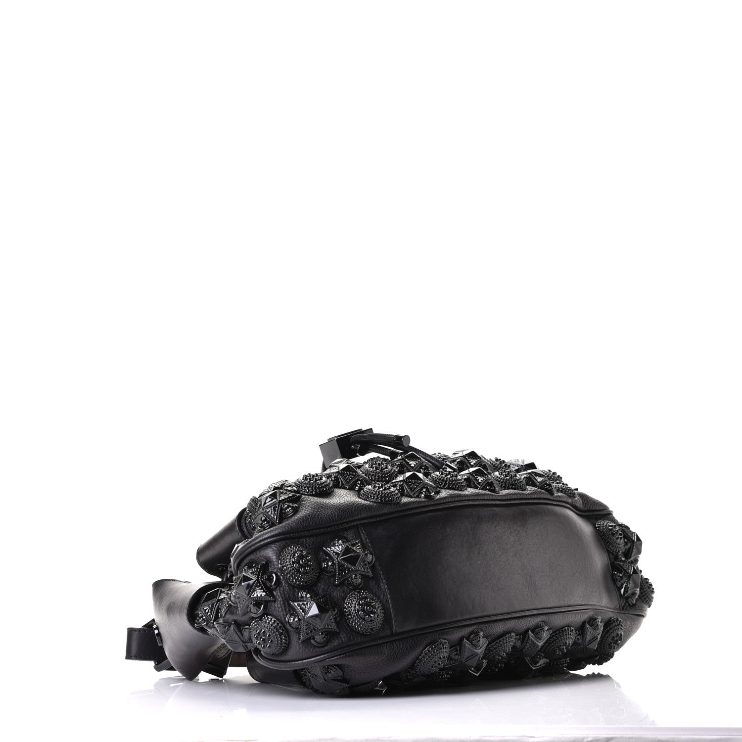 Burberry Calfskin Mason Warrior Studded Hobo Black 3 of 6