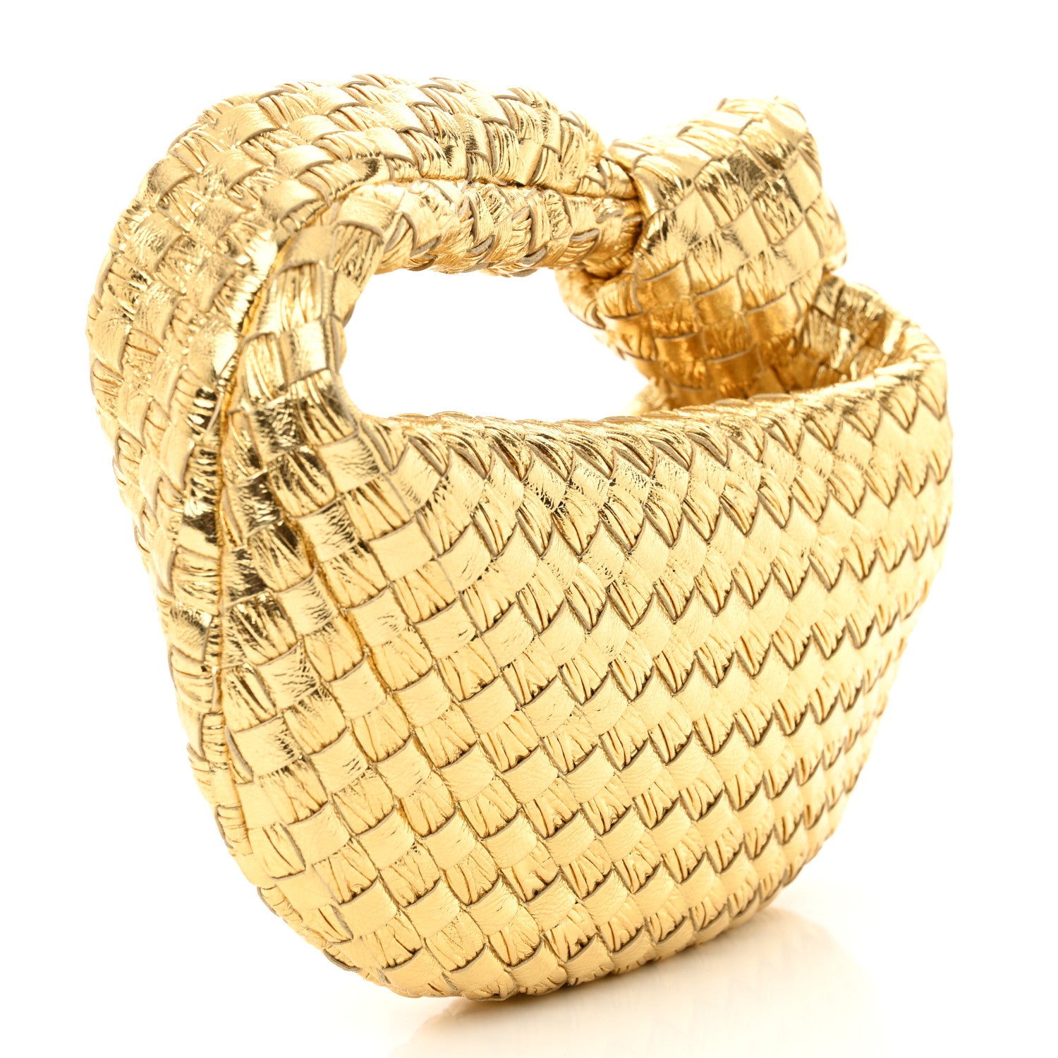 Bottega Veneta Laminated Calfskin Pressed Intreccio Mini Jodie Gold 3 of 10